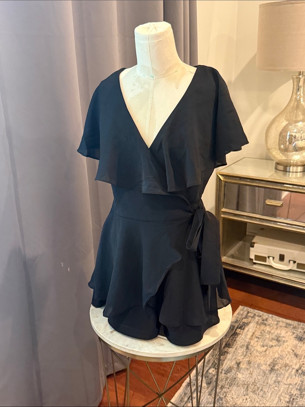 Lulu's Black V-Neck Wrap Top